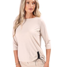 Bluza din jerse elastic uni cu snur in partea de jos