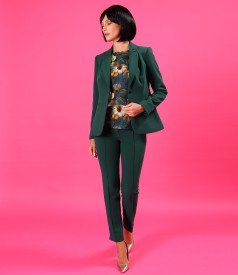 Costum dama office cu sacou si pantaloni din stofa elastica cu tencel