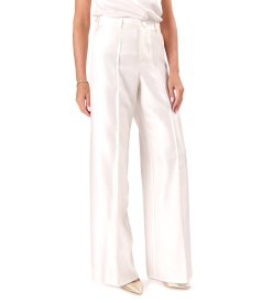 Pantaloni largi din tesatura cu aspect satinat