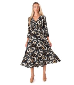 Rochie midi din viscoza cu guler esarfa
