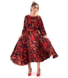 Rochie midi eleganta din saten imprimat