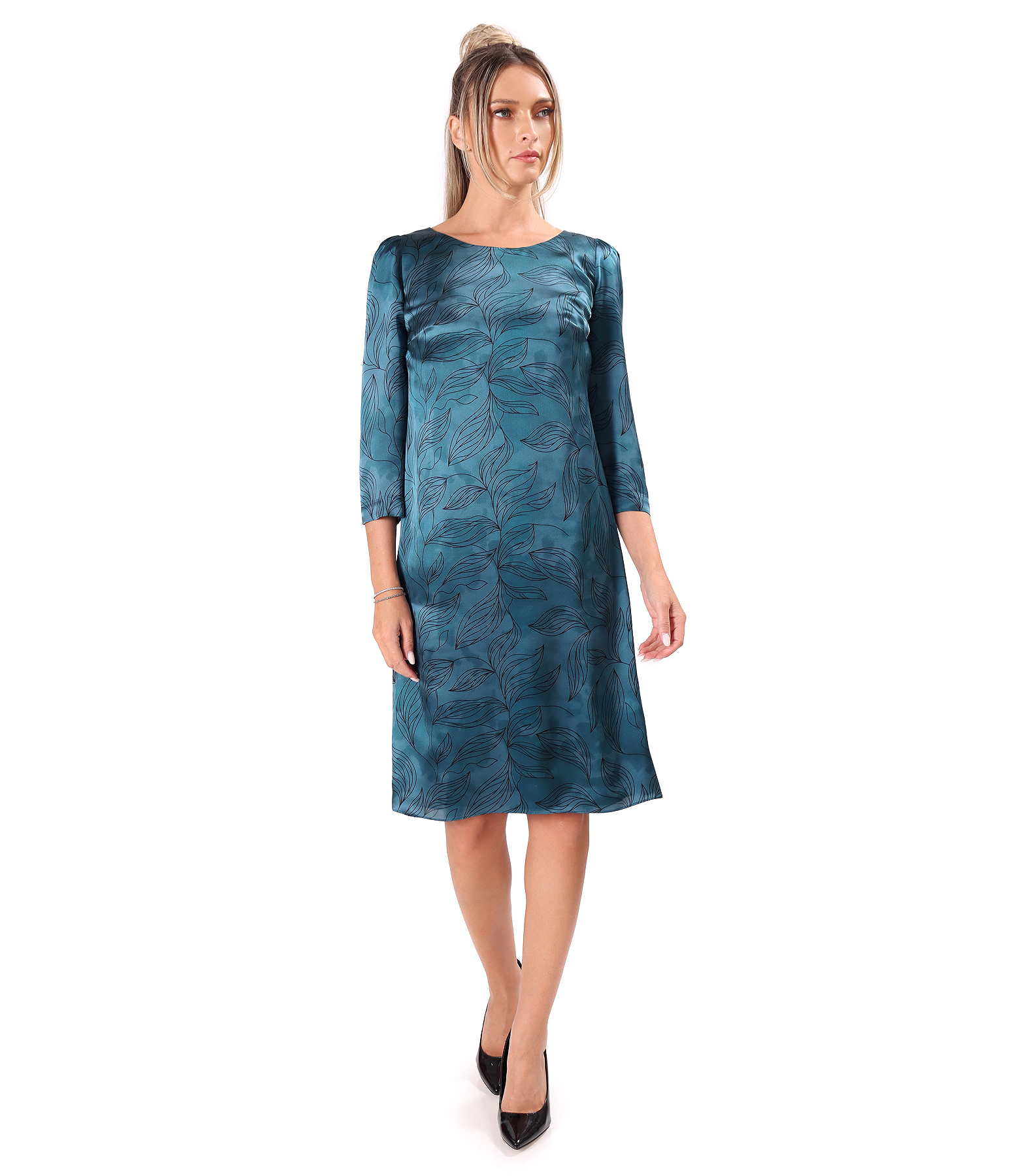 Rochie lejera din matase naturala imprimata cu motive florale
