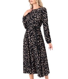 Rochie midi din viscoza imprimata cu buline