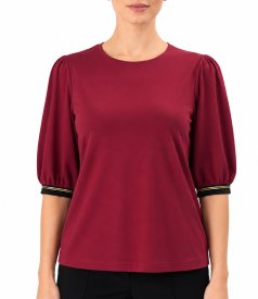 Bluza eleganta din jerse elastic cu maneci 3/4