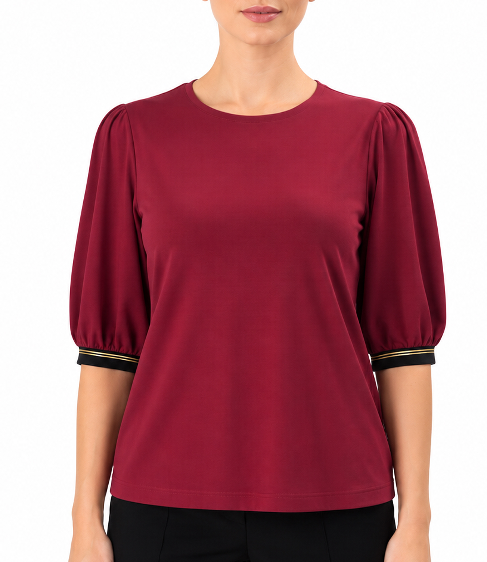 Bluza eleganta din jerse elastic cu maneci 3/4