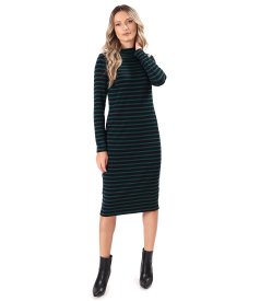 Rochie midi din jerse elastic gros cu lana
