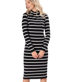 Rochie midi din jerse elastic gros cu lana