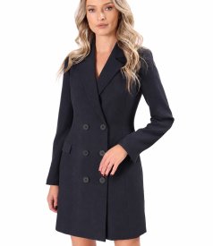 Rochie robe manteau din stofa cu viscoza cu doua randuri de nasturi