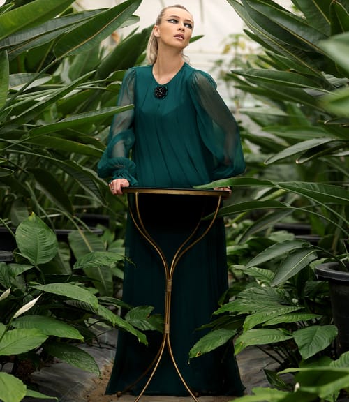 Rochie lunga din voal de matase naturala