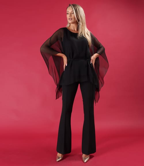 Bluza tip fluture din voal de matase naturala