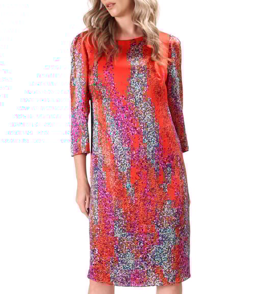 Rochie lejera din matase naturala imprimata cu motive geometrice