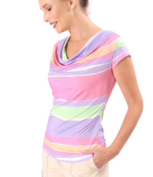 Bluza din jerse elastic imprimat digital cu dungi