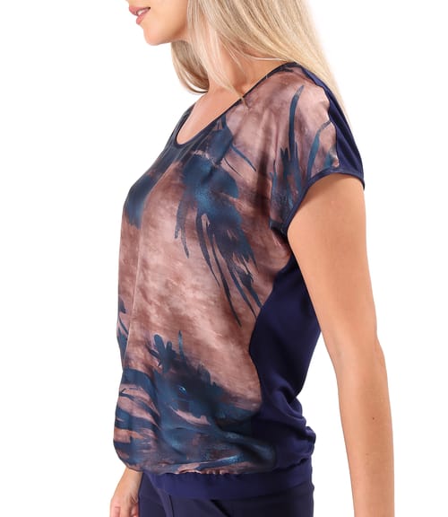 Bluza lejera cu fata din voal imprimat